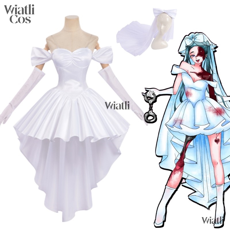 Zombie Party Games - Kostum Gaun Pengantin Putih Cosplay Alien