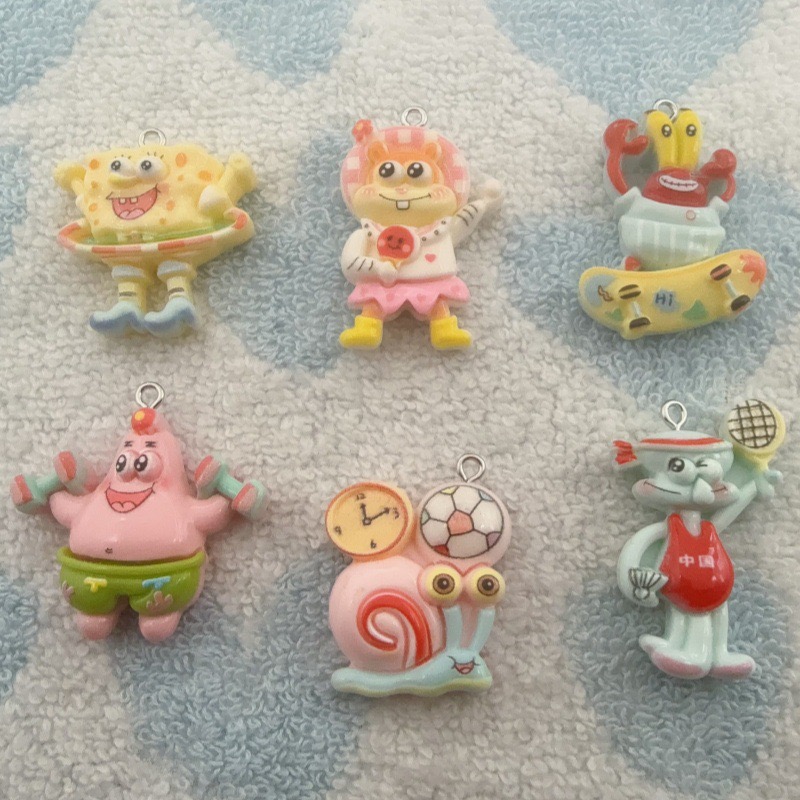 Party Games Ideas - 10 buah liontin resin kartun, anting-anting