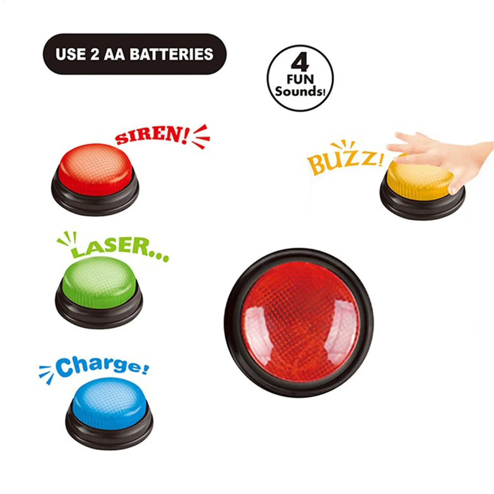 Quick Games Party - Tombol Jawaban Cepat 4-Piece Game Buzzer