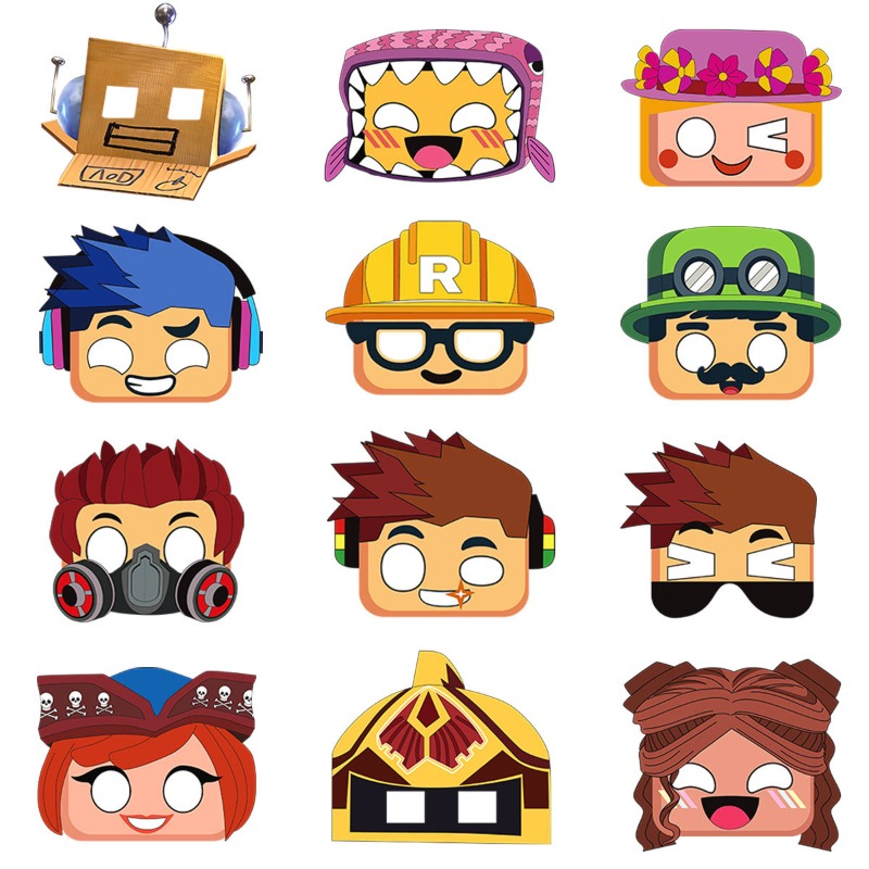 12PCS Topeng Kertas Seri Tema  - Party Games In Roblox ulasan dan harga